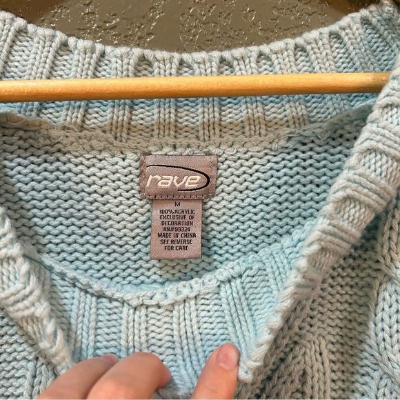 Rave Medium Light Blue Y2K Long Sleeve Sweater - Picture 3 of 9